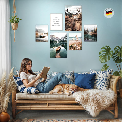 Novart Wandbilder Set Landschaft Natur - KEIN EXTRA RAHMEN BENÖTIGT - Modern Deko - Wohnzimmer Schlafzimmer Büro N013267a
