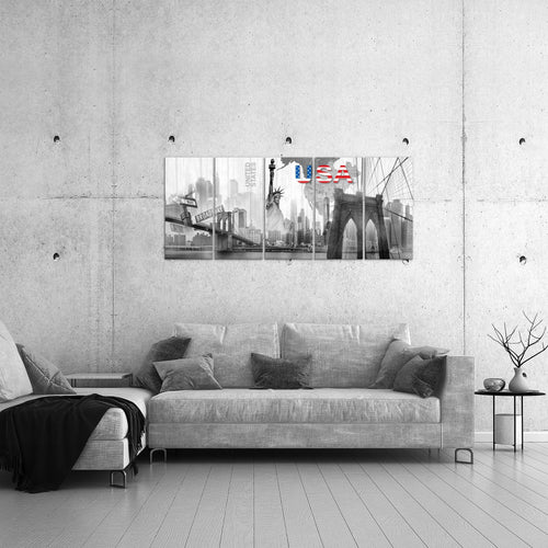 Runa Art Bild New York Wandbilder auf Vlies Leinwand 5 Teilig Wanddekoration Wohnzimmer Büro 034756c