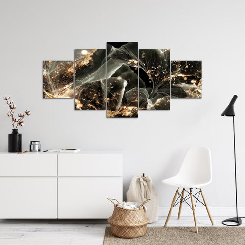 Runa Art - Bilder Abstrakt 200 x 100 cm 5 Teilig XXL Wanddekoration Design Natur Schwarz 059251a