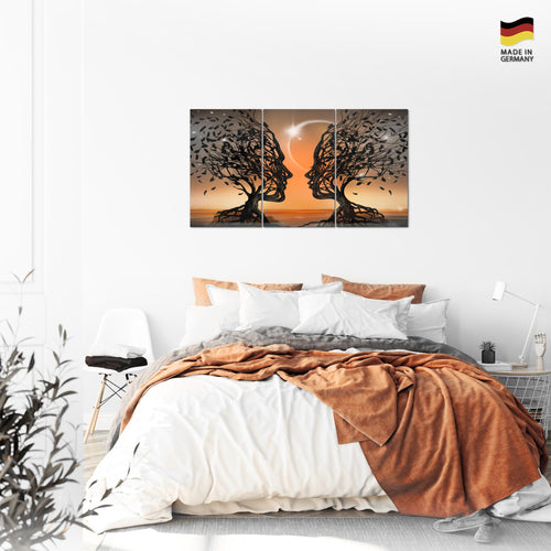 Runa Art Wandbilder Liebespaar Bild XXL Wohnzimmer Schlafzimmer Orange Abstrakt Baum 120 x 80 cm 3 Teilig 044831c