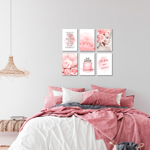 Novart Wandbilder Set Fashion - KOMPLETT AUFHÄNGFERTIG - Made in Germany - Moderne Bilder  Wohnzimmer Mädchen Teenager - N008564a