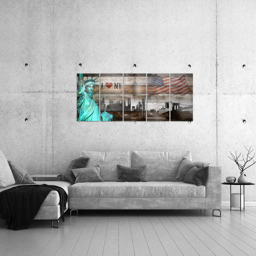 Runa Art Bild New York City Wandbilder auf Vlies Leinwand 5 Teilig Wanddekoration Wohnzimmer Büro 034256c