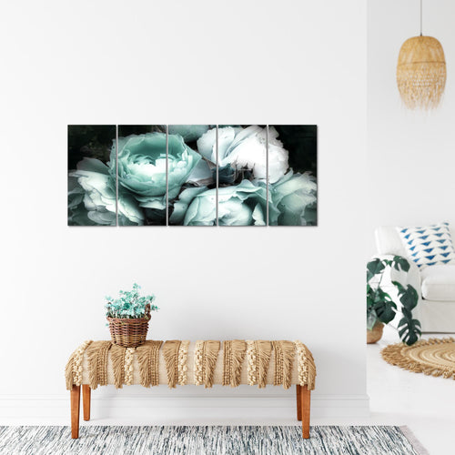 Runa Art Bild Blumen Rosen Wandbilder auf Vlies Leinwand 5 Teilig Wanddekoration Wohnzimmer Schlafzimmer 039156b