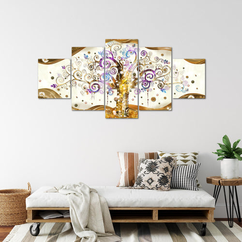Runa Art - Bilder Gustav Klimt Baum des Lebens 200 x 100 cm 5 Teilig XXL Wanddekoration Design Bunt 003051a