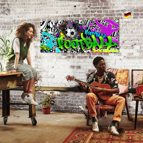 Runa Art Wandbilder XXL Street Art Wohnzimmer Schlafzimmer Büro 200 x 80 cm Fußball 5 Teilig - Made in Germany - 402655a