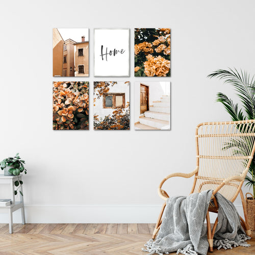 Novart Wandbilder - KEIN EXTRA RAHMEN BENÖTIGT - Wohnzimmer Schlafzimmer - Bilder Modern Home Blumen - Orange - N010165a
