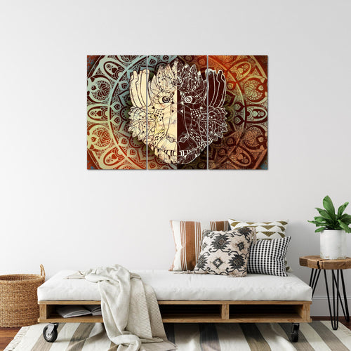 Runa Art Wandbilder Mandala Abstrakt Bild XXL Wohnzimmer Schlafzimmer Beige Braun Kupfer 120 x 80 cm 3 Teilig 040131a