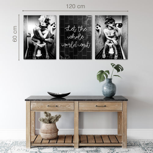 Novart Bilder Set Street Art - KEIN EXTRA RAHMEN BENÖTIGT - Wandbilder für Wohnzimmer Schlafzimmer Büro - 3 Teilig Deko Entspannung - N040136a