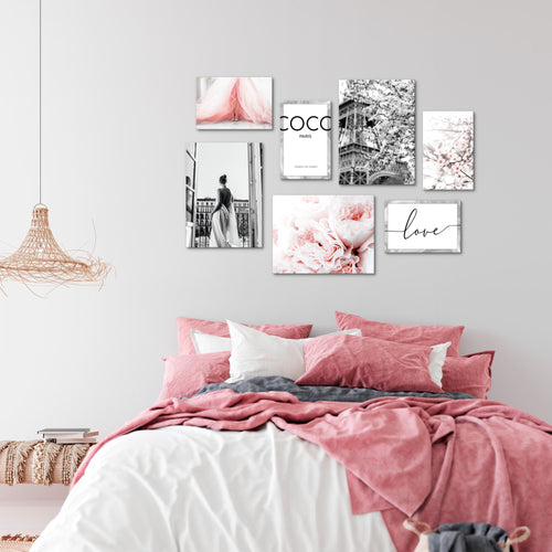 Novart Wandbilder Fashion - KOMPLETT AUFHÄNGFERTIG - Coco Wohnzimmer Mädchen Teenager - 7 Moderne Mood-Bilder - N021771a