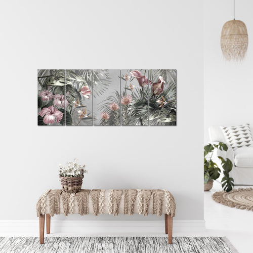 Runa Art Bild Blumen Wandbilder auf Vlies Leinwand 5 Teilig Wanddekoration Wohnzimmer Schlafzimmer 043356c