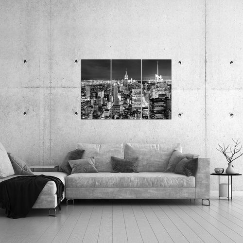 Runa Art Wandbilder New York Skyline Bild XXL Wohnzimmer Büro Schwarz Weiss Amerika NY 120 x 80 cm 3 Teilig 036231c