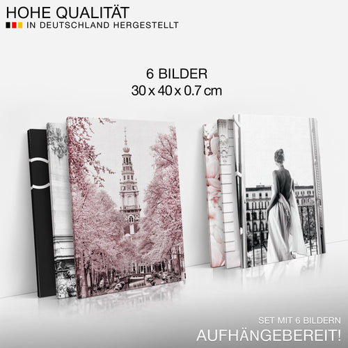 Novart Wandbilder - KEIN EXTRA RAHMEN BENÖTIGT - Wohnzimmer Mädchen Teenager - Bilder Modern Blumen - Rosa - N005065a