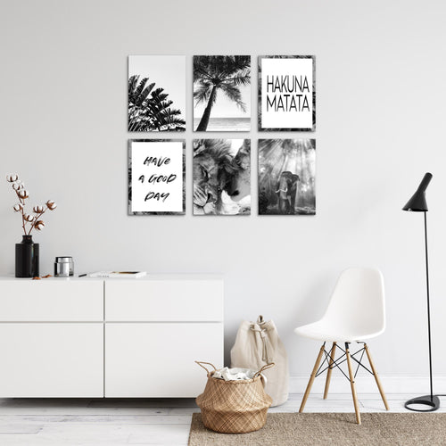 Novart Wandbilder - KEIN EXTRA RAHMEN BENÖTIGT - Wohnzimmer Schlafzimmer - Bilder Modern Löwenpaar - Zitate - N014665a
