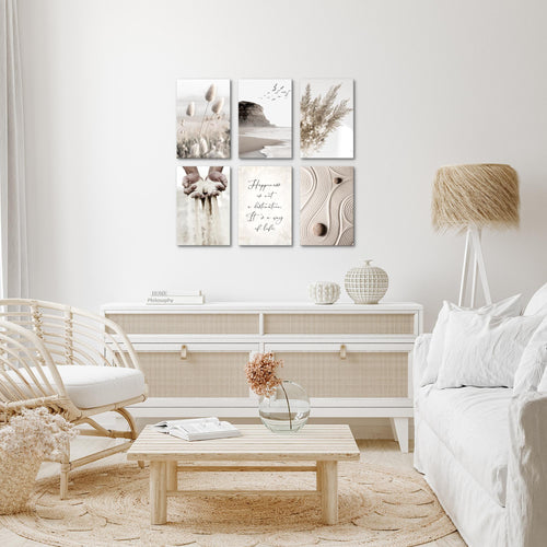 Novart Wandbilder Set Strand Boho - KOMPLETT AUFHÄNGFERTIG - Made in Germany - Moderne Bilder  Wohnzimmer Schlafzimmer - N028164a