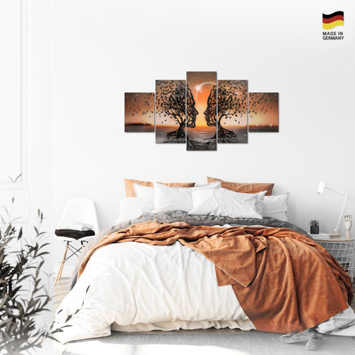 Runa Art Bild Wohnzimmer Schlafzimmer Büro Abstrakt 5 Teilig Orange Gesichter Wandbilder auf Vlies Leinwand 044853c