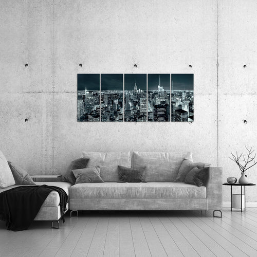 Runa Art Bild New York Skyline Wandbilder auf Vlies Leinwand 5 Teilig Wanddekoration Wohnzimmer Büro 036256b
