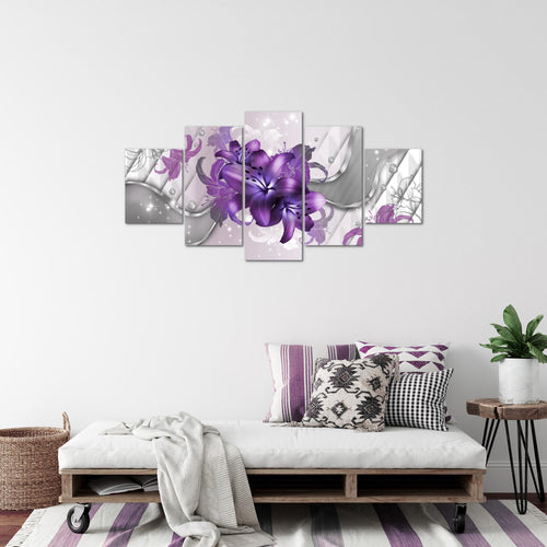 Runa Art Bild Wohnzimmer Schlafzimmer Blumen Lilien 5 Teilig Abstrakt Violett Lila Wandbilder auf Vlies Leinwand 016553c