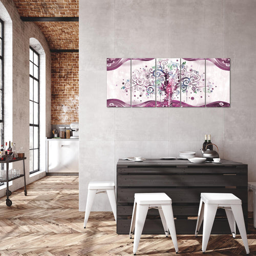 Runa Art Bild Gustav Klimt Baum des Lebens Wandbilder auf Vlies Leinwand 5 Teilig Wanddekoration Wohnzimmer 003056c