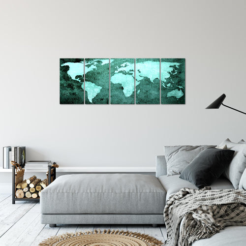 Runa Art Bild Weltkarte Wandbilder auf Vlies Leinwand 5 Teilig Wanddekoration Büro Wohnzimmer 101756b