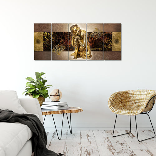 Runa Art Bild Buddha Zen Wandbilder auf Vlies Leinwand 5 Teilig Wanddekoration Wohnzimmer Schlafzimmer 041356a