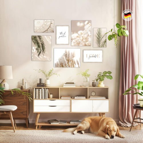 Novart Wandbilder Blumen Pflanzen - KOMPLETT AUFHÄNGFERTIG - Natur Wohnzimmer Schlafzimmer Büro - 7 Moderne Mood - Bilder - N005871a
