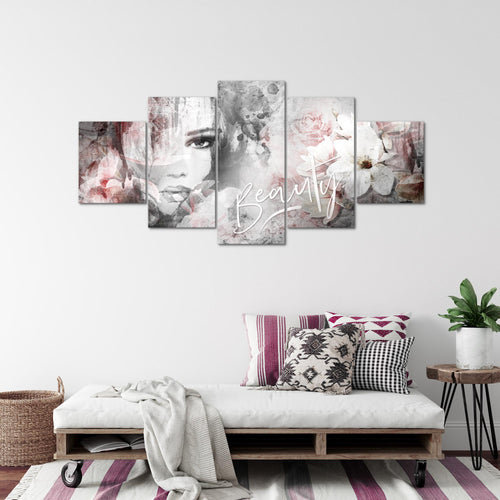Runa Art - Bilder Blumen Vintage 200 x 100 cm 5 Teilig XXL Wanddekoration Design Bunt 039351a