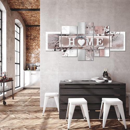 Runa Art - Bilder Love 200 x 100 cm 5 Teilig XXL Wanddekoration Design Zuhause Weiß 504551b