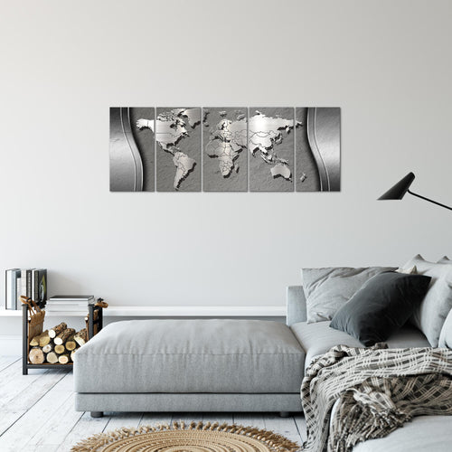 Runa Art Bild Weltkarte Wandbilder auf Vlies Leinwand 5 Teilig Wanddekoration Büro Wohnzimmer 107256b