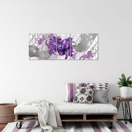 Runa Art Bild Blumen Lilien Wandbilder auf Vlies Leinwand 5 Teilig Wanddekoration Wohnzimmer Schlafzimmer 016556c