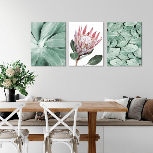 Novart FERTIG ZUM AUFHÄNGEN - Wandbilder Set Grüne Blätter - Wohnzimmer Schlafzimmer Bild XXL N005335a