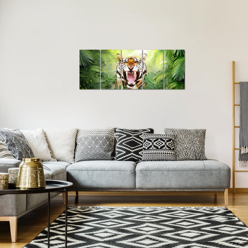 Runa Art Bild Tieger Abstrakt Wandbilder auf Vlies Leinwand 5 Teilig Wanddekoration Wohnzimmer Schlafzimmer 037556a