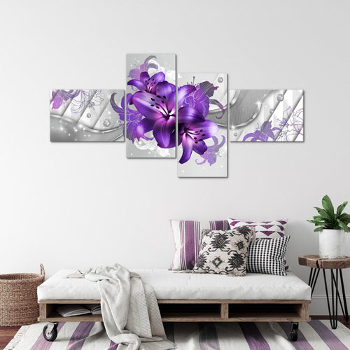 Runa Art Bild XXL 4 Teilig Blumen Lilien 200 x 100 cm Kunstdruck auf Vlies Leinwand Wanddeko Wohnzimmer Schlafzimmer 017341c