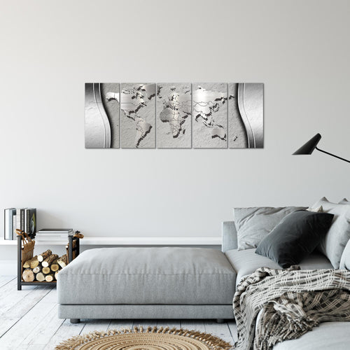 Runa Art Bild Weltkarte Wandbilder auf Vlies Leinwand 5 Teilig Wanddekoration Büro Wohnzimmer 107256c