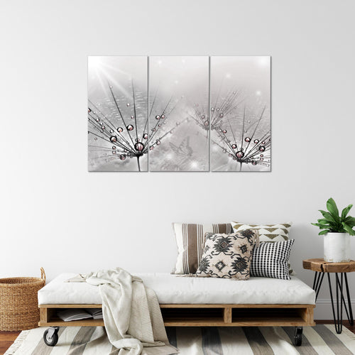 Runa Art Wandbilder Pusteblume Bild XXL Wohnzimmer Schlafzimmer Grau Natur 120 x 80 cm 3 Teilig 016931c