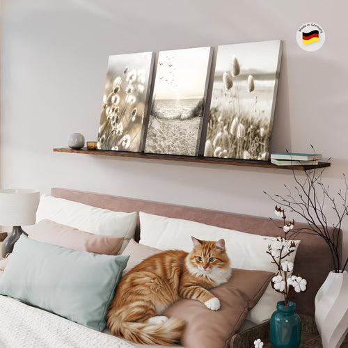 Novart Bilder Set Landschaft - KEIN EXTRA RAHMEN BENÖTIGT - Wandbilder für Wohnzimmer Schlafzimmer Büro - 3 Teilig Deko Natur - N035336a