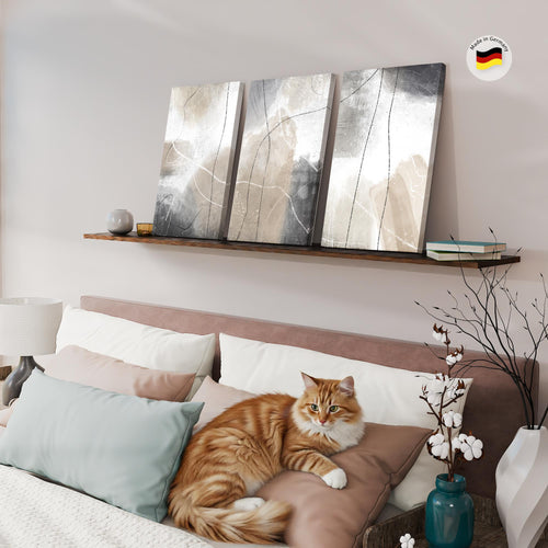 Novart Bilder Set Abstrakt - KEIN EXTRA RAHMEN BENÖTIGT - Wandbilder für Wohnzimmer Schlafzimmer Büro - 3 Teilig Deko Abstraktion - N028636a