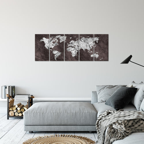 Runa Art Bild Weltkarte Wandbilder auf Vlies Leinwand 5 Teilig Wanddekoration Büro Wohnzimmer 002956b