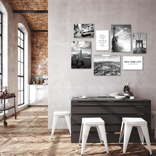 Novart Wandbilder New York City - KOMPLETT AUFHÄNGFERTIG - USA Wohnzimmer Büro - 7 Moderne Mood-Bilder - N013171a