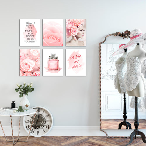 Novart Wandbilder - KEIN EXTRA RAHMEN BENÖTIGT - Wohnzimmer Mädchen Teenager - Bilder Modern Fashion - Rosa - N008565a