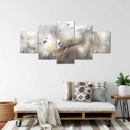 Runa Art - Bilder Blumen Pusteblumen 200 x 100 cm 5 Teilig XXL Wanddekoration Design Braun 043151a