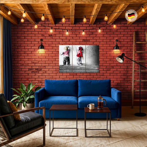 Runa Art Wandbilder Kinder Graffiti Bild XXL Babyzimmer Spielzimmer Bunt Streetart 120 x 80 cm 3 Teilig 039231c
