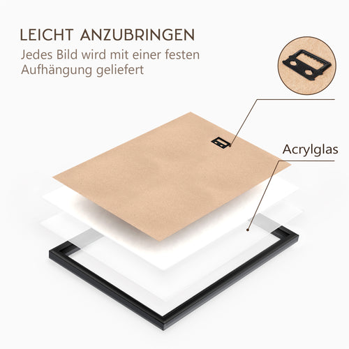 Novart Bilder mit Rahmen Früchte - Küche Wanddeko - 3 Bilder Set Grün - N100530aR2