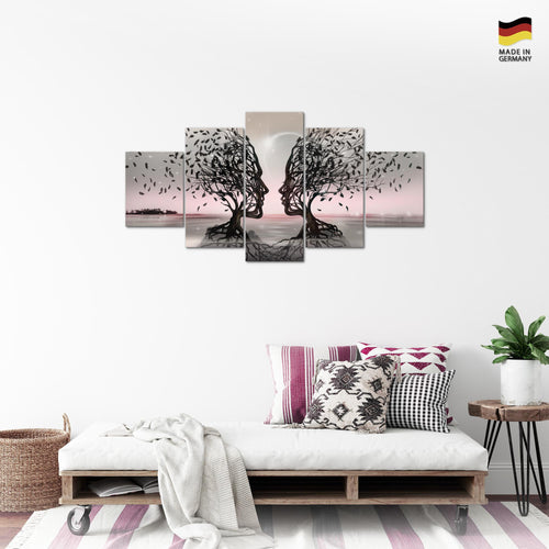Runa Art Bild Wohnzimmer Schlafzimmer Büro Abstrakt 5 Teilig Schwarz Gesichter Wandbilder auf Vlies Leinwand 044853b