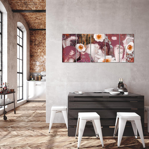 Runa Art Bild Collage Gustav Klimt Wandbilder auf Vlies Leinwand 5 Teilig Wanddekoration Wohnzimmer 018556b