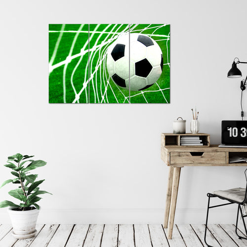 Runa Art Wandbilder Fussball Bild XXL Wohnzimmer Schlafzimmer Grün Sport 120 x 80 cm 3 Teilig 611431a