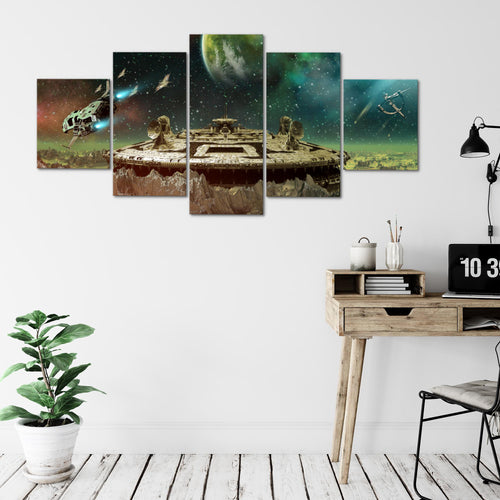Runa Art - Bilder Kinderzimmer 200 x 100 cm 5 Teilig XXL Wanddekoration Design Türkis Beige 611551a
