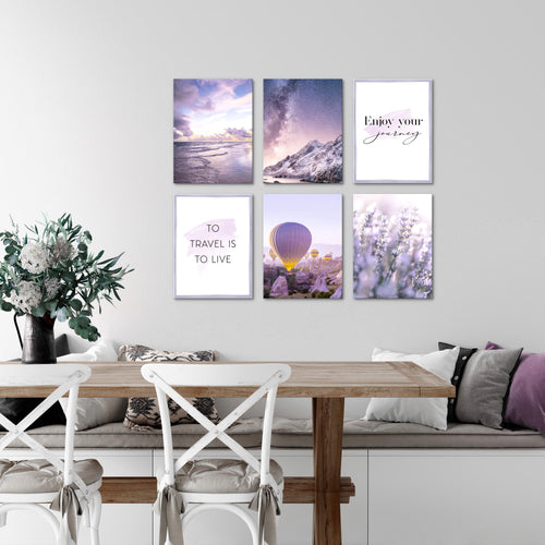 Novart Wandbilder - KEIN EXTRA RAHMEN BENÖTIGT - Wohnzimmer Schlafzimmer - Bilder Modern Natur Blumen - Violett Lila Rosa - N006465a