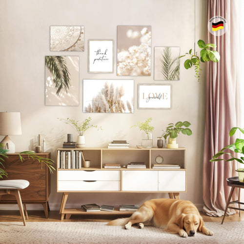 Novart Bilder Blumen Pflanzen - KOMPLETT AUFHÄNGFERTIG - Dekoration Wohnzimmer Schlafzimmer Büro - 7 Moderne Mood - Bilder - N005872a