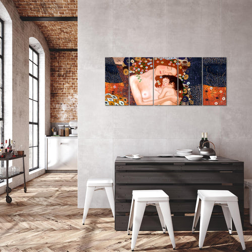 Runa Art Bild Gustav Klimt Mutter und Kind Wandbilder auf Vlies Leinwand 5 Teilig Wanddekoration Wohnzimmer 700256a