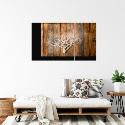 Runa Art Wandbilder Baum Abstrakt Bild XXL Wohnzimmer Beige Braun Holzmotiv 120 x 80 cm 3 Teilig 039931a